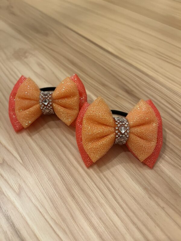 Orange and Coral Double Mini Bows-Set of 2